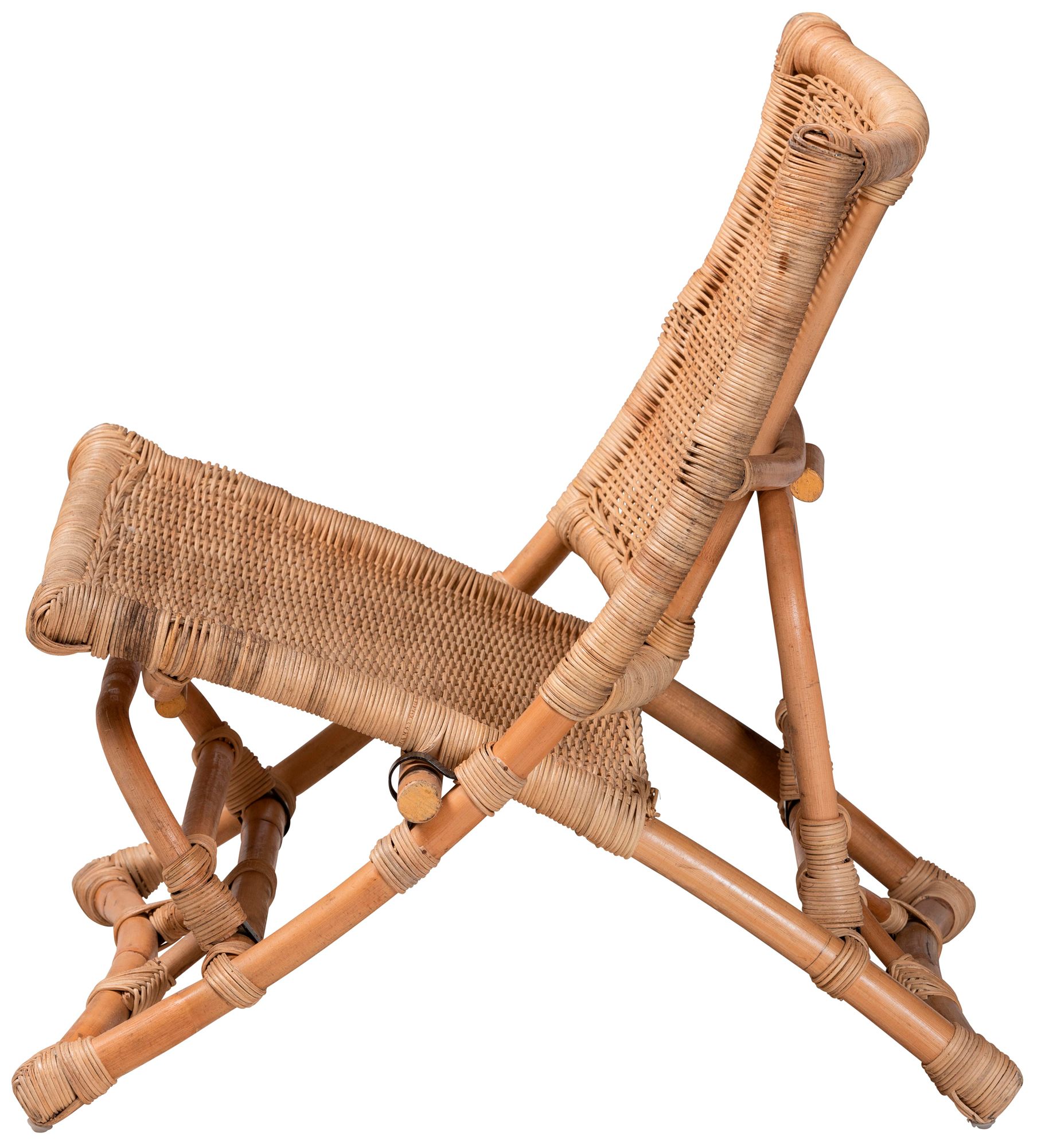 Baxton Studio Herrera Natural Brown Rattan Lounge Chair