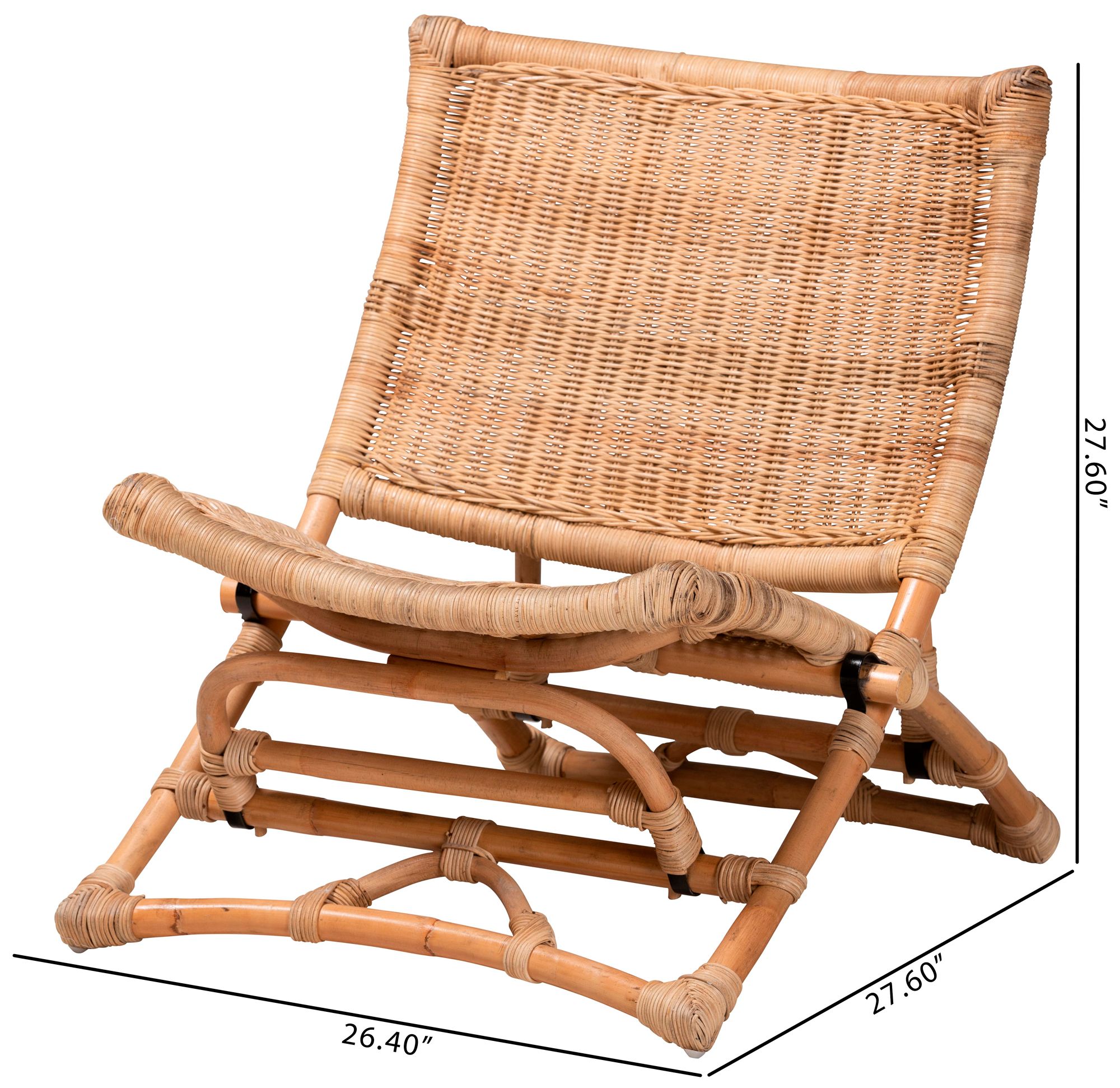 Baxton Studio Herrera Natural Brown Rattan Lounge Chair