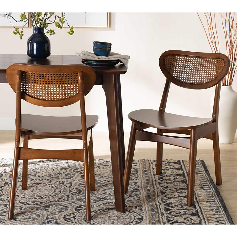 Image 1 Baxton Studio Hesper Walnut Brown Dining Chairs Set of 2