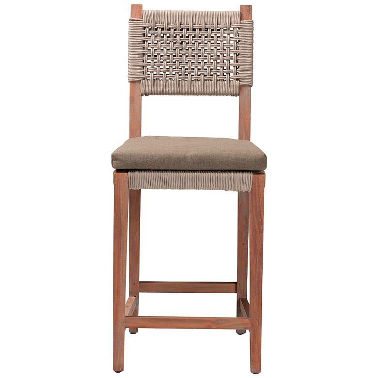 Image 7 Baxton Studio Heyna 27 1/4" Walnut Brown Counter Stool more views