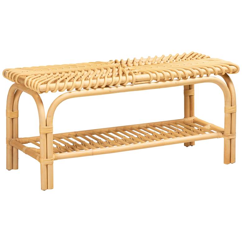 Image 2 Baxton Studio Himari Modern Bohemian Natural Brown Rattan Accent Bench