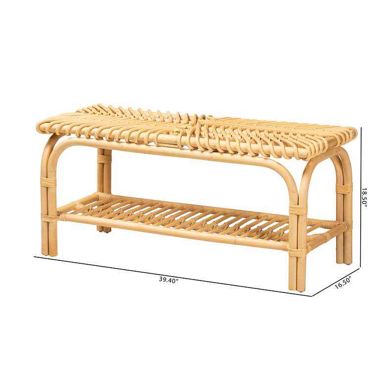 Image 7 Baxton Studio Himari Modern Bohemian Natural Brown Rattan Accent Bench more views