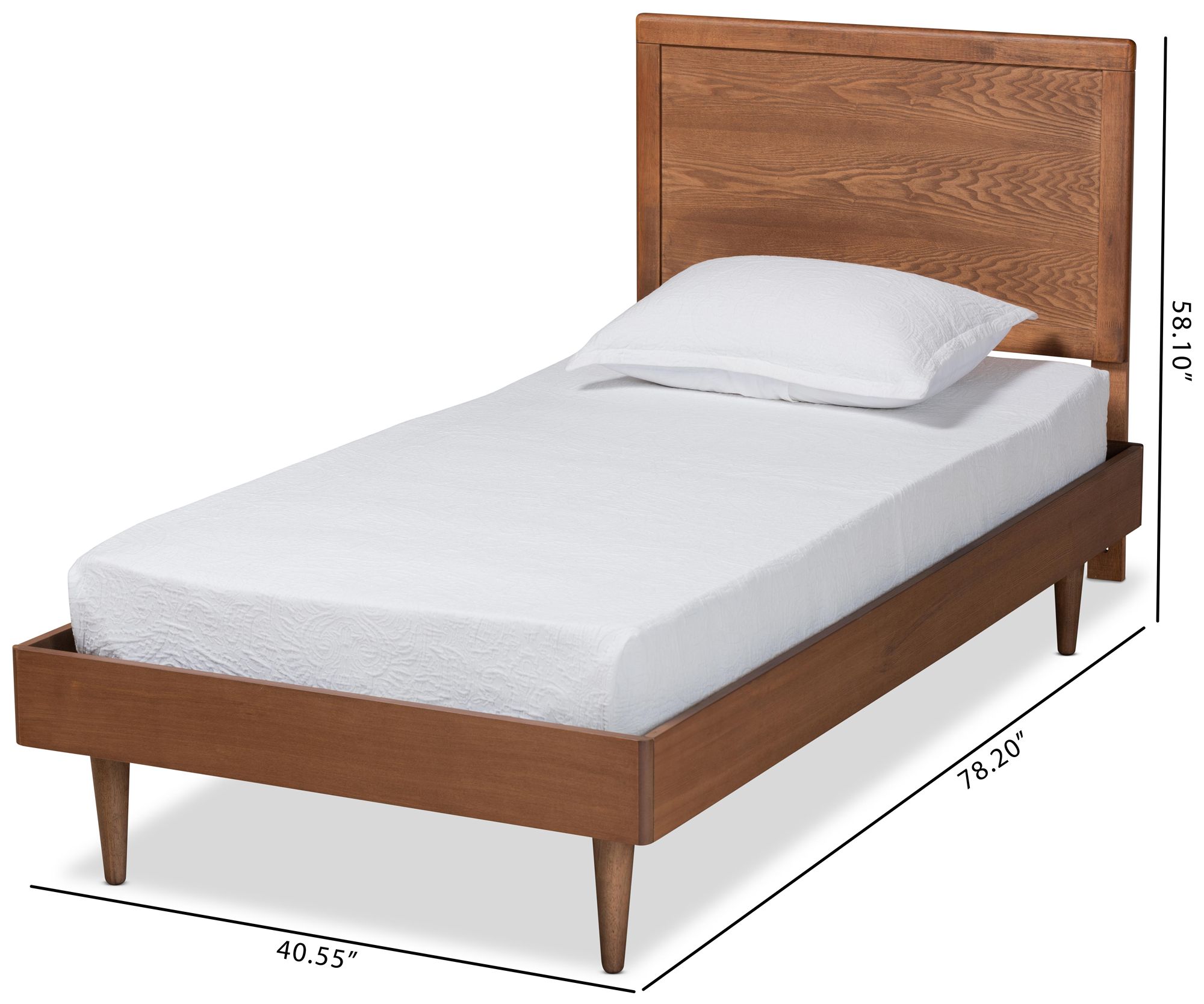 Baxton Studio Hiro Walnut Brown Twin Size Platform Bed in scene