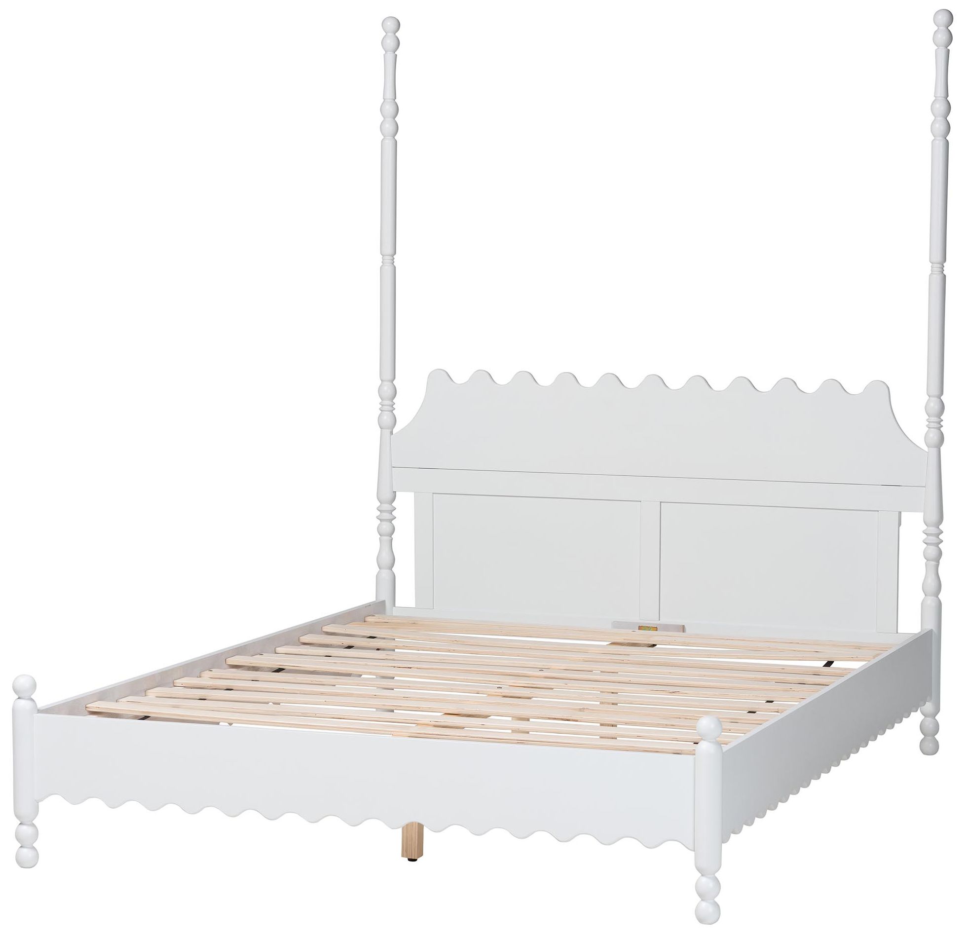 Image 4 Baxton Studio Hoffman Platform Bed with Scalloped Design, White, King more views
