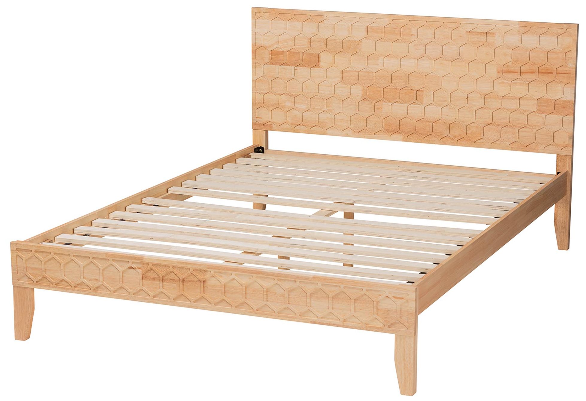 Image 4 Baxton Studio Hosea Japandi Carved Natural Queen Size Platform Bed more views