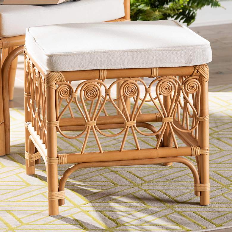 Image 1 Baxton Studio Ibiza Natural Brown Rattan Footstool