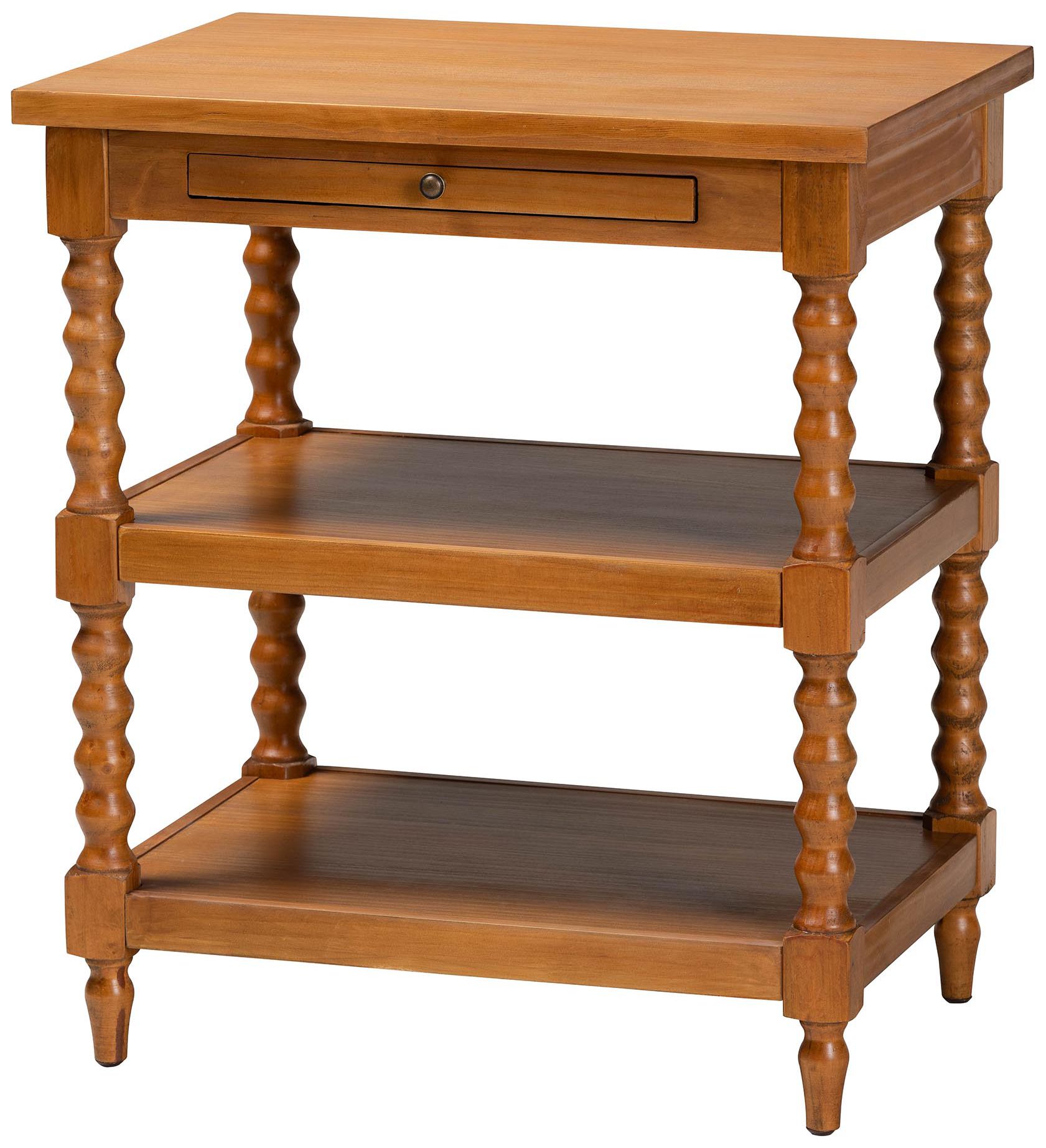 Image 2 Baxton Studio Imogene 26"W Walnut Brown 1-Drawer End Table