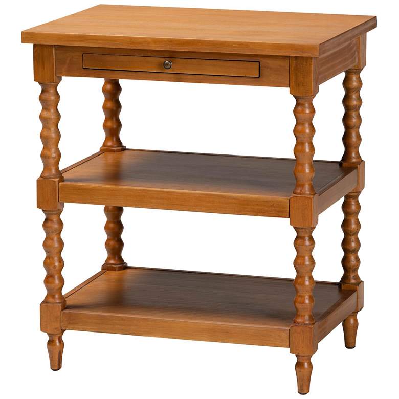 Image 2 Baxton Studio Imogene 26"W Walnut Brown 1-Drawer End Table