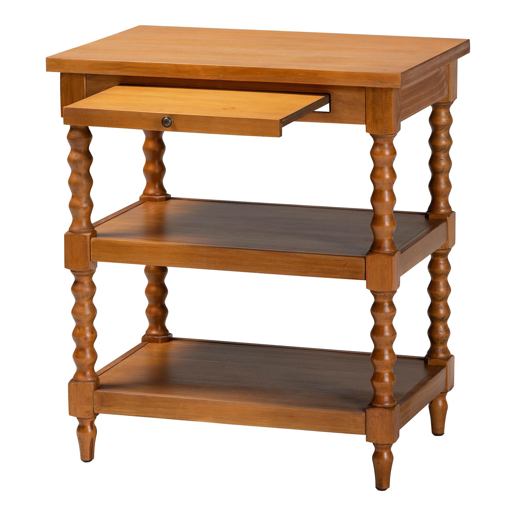 Image 3 Baxton Studio Imogene 26"W Walnut Brown 1-Drawer End Table more views