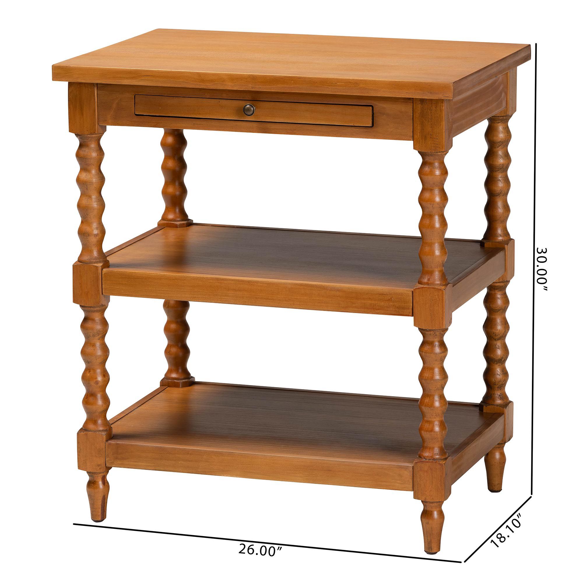 Baxton Studio Imogene 26"W Walnut Brown 1-Drawer End Table