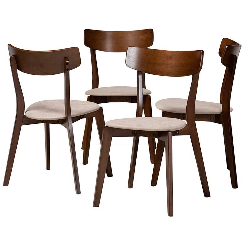 Image 1 Baxton Studio Iora Light Beige Fabric Upholstered 4-Piece Dining Chair Set