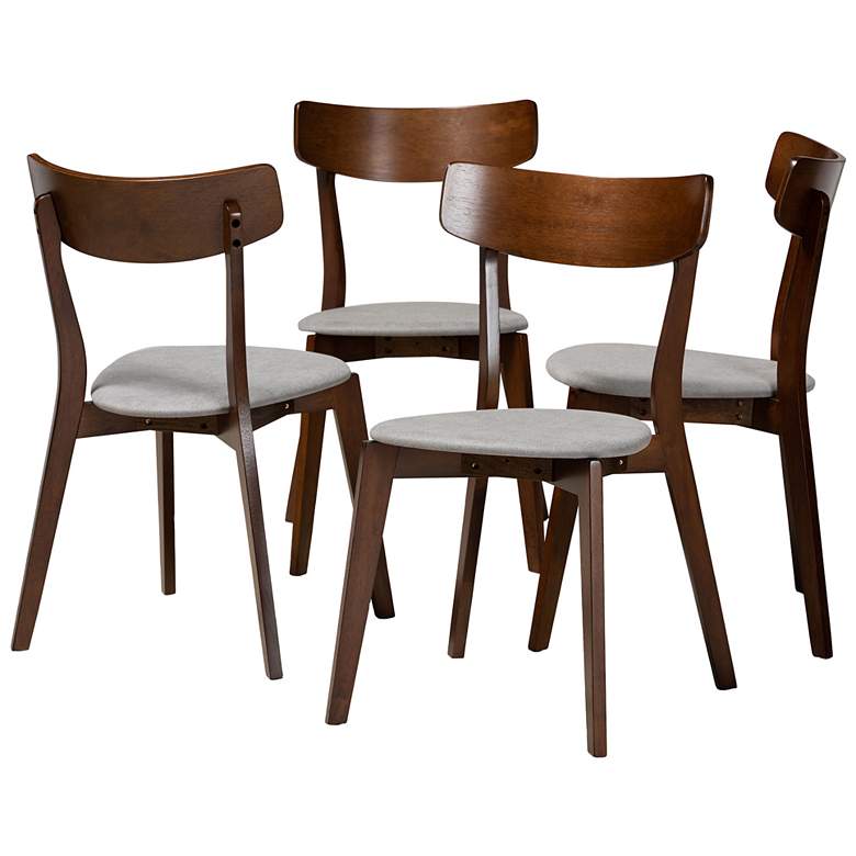 Image 1 Baxton Studio Iora Light Grey Fabric Upholstered 4-Piece Dining Chair Set