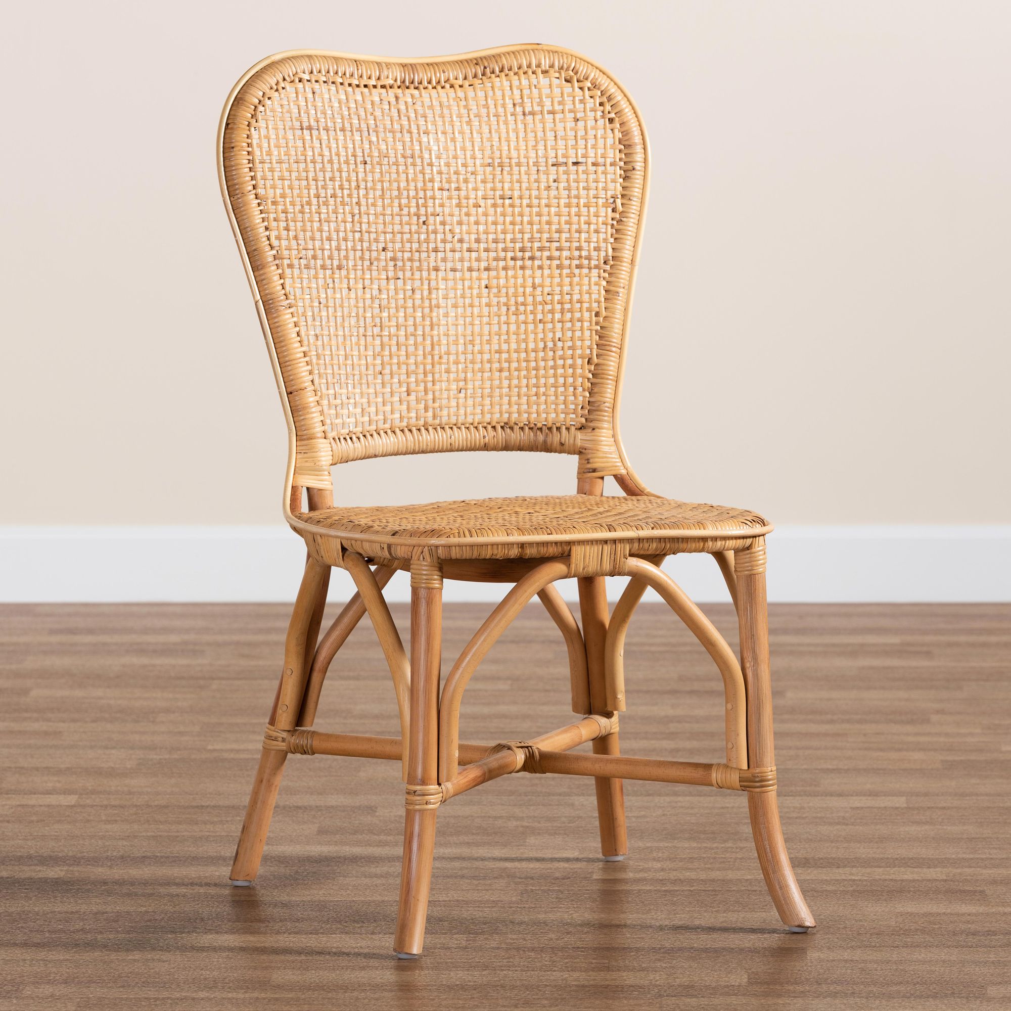 Baxton Studio Irene Natural Brown Rattan Dining Chair 958C8