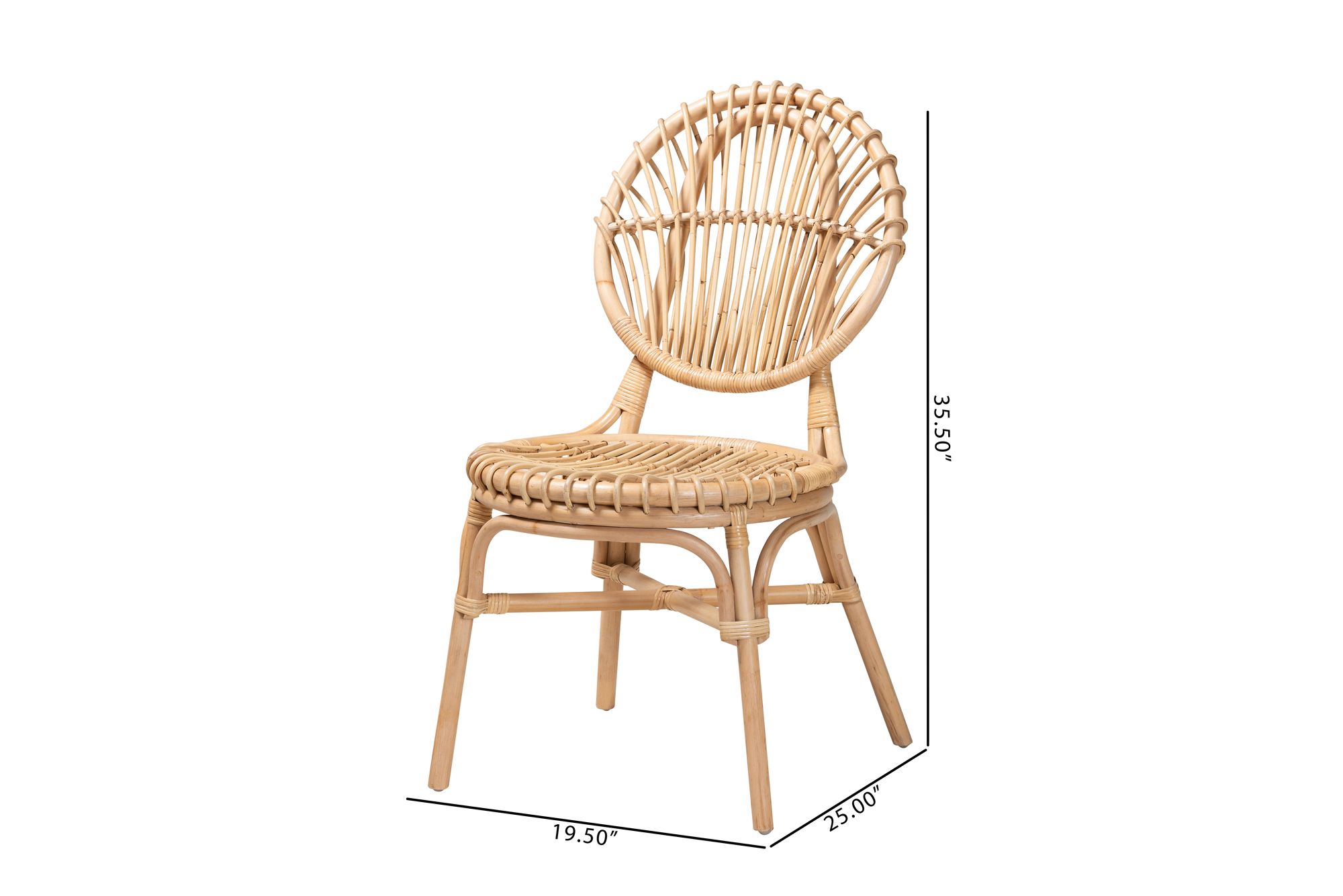 Baxton Studio Iris Natural Brown Rattan Dining Chair