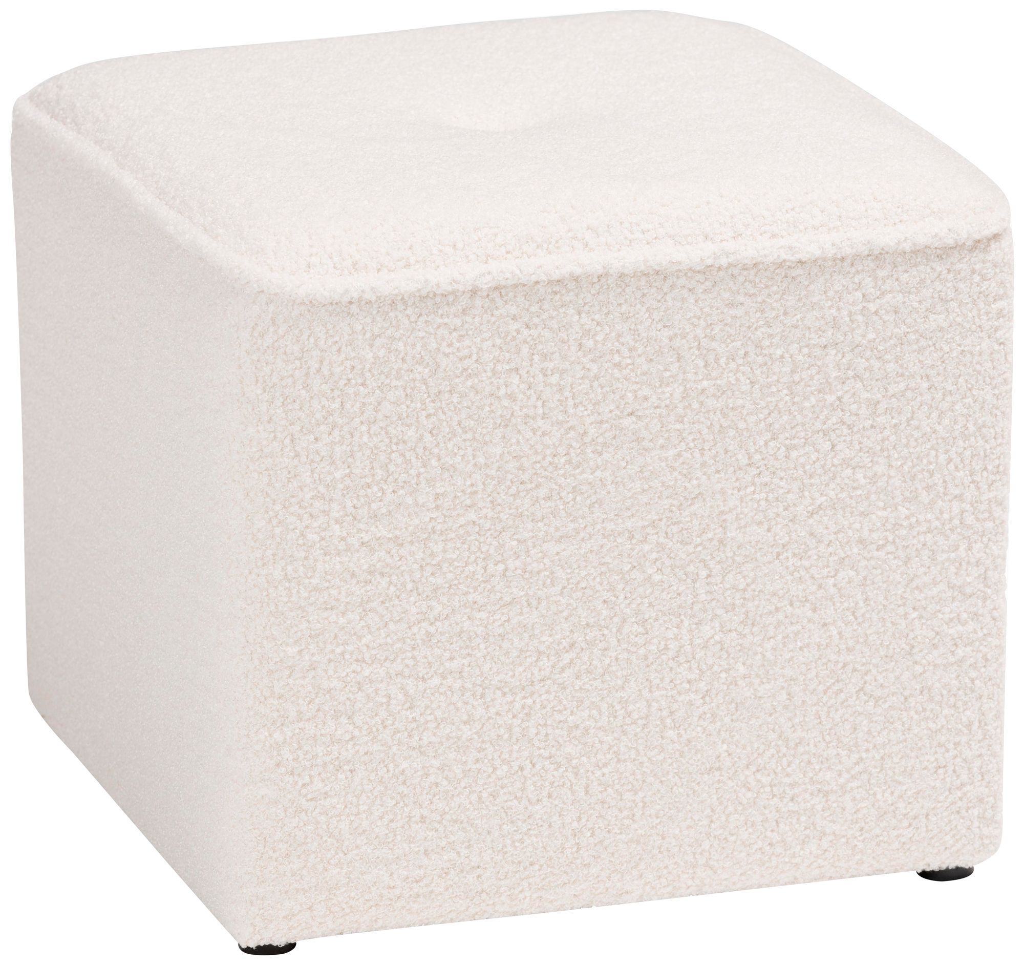 Baxton Studio Isaiah Ivory Boucle Fabric Square Ottoman 879W4