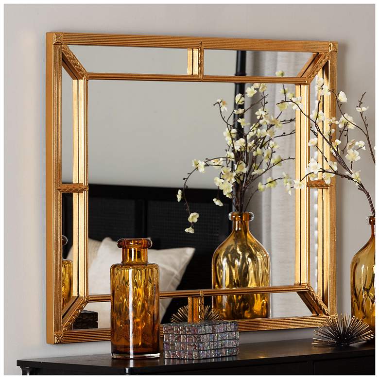 Image 2 Baxton Studio Iskra Rectangular Mirror with Antique Goldleaf Frame more views
