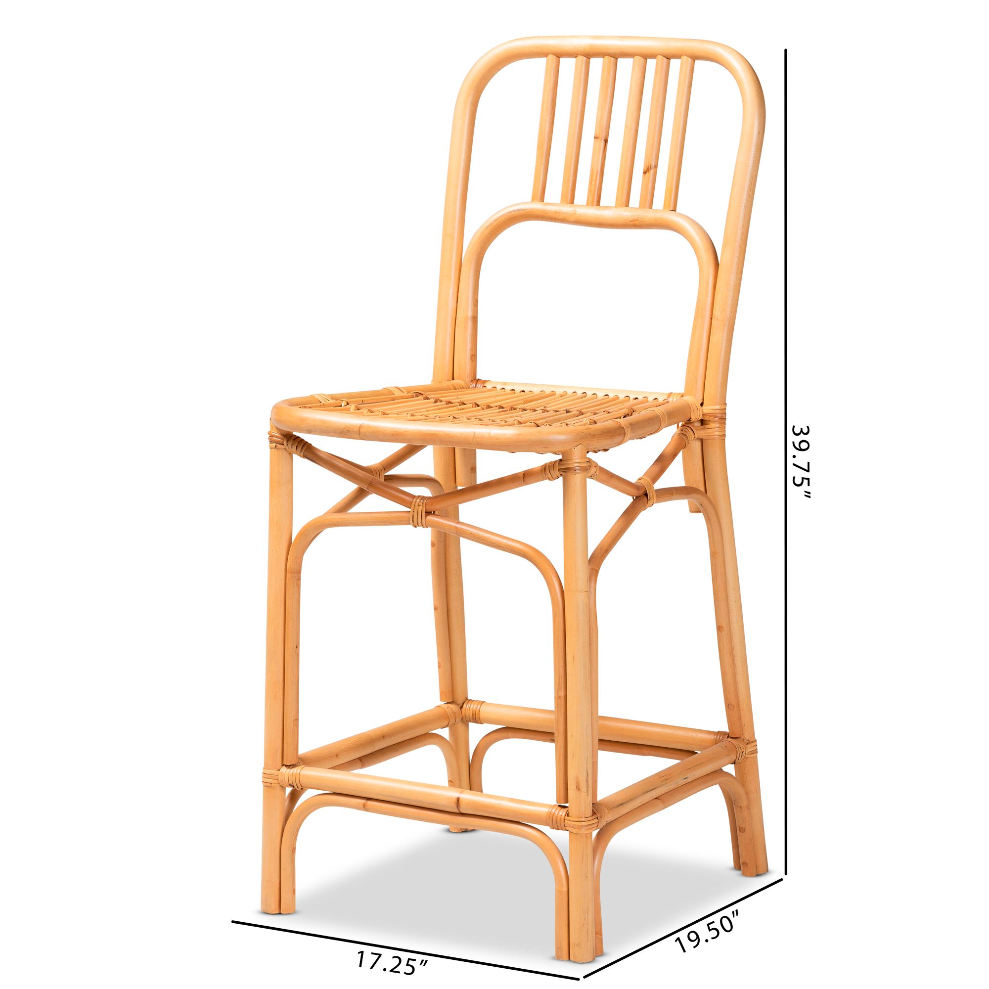 Baxton Studio Ivora 24 1/2" Natural Brown Counter Stool