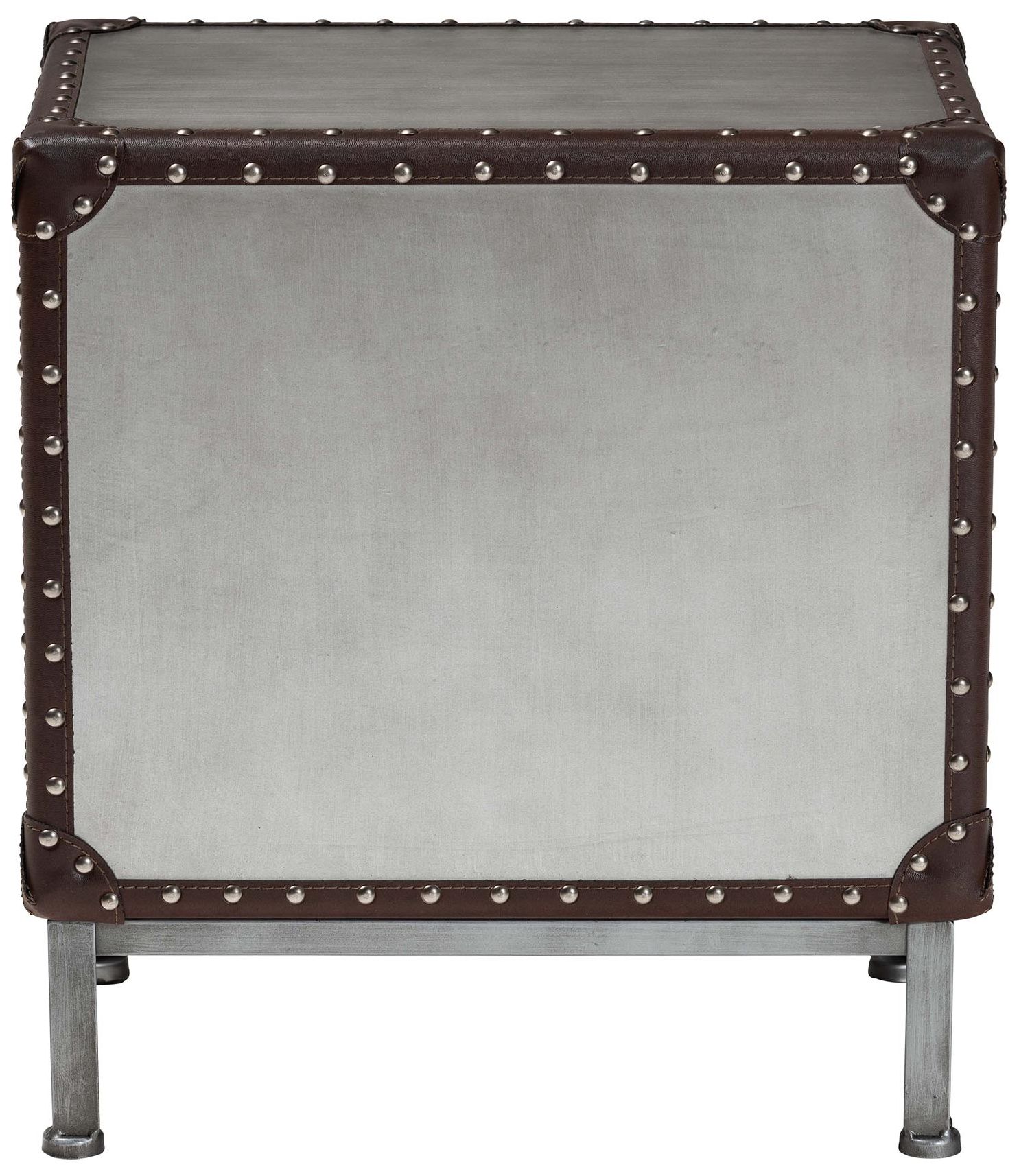 Image 6 Baxton Studio Jacey Vintage Silver Metal 2 Drawer End Table more views