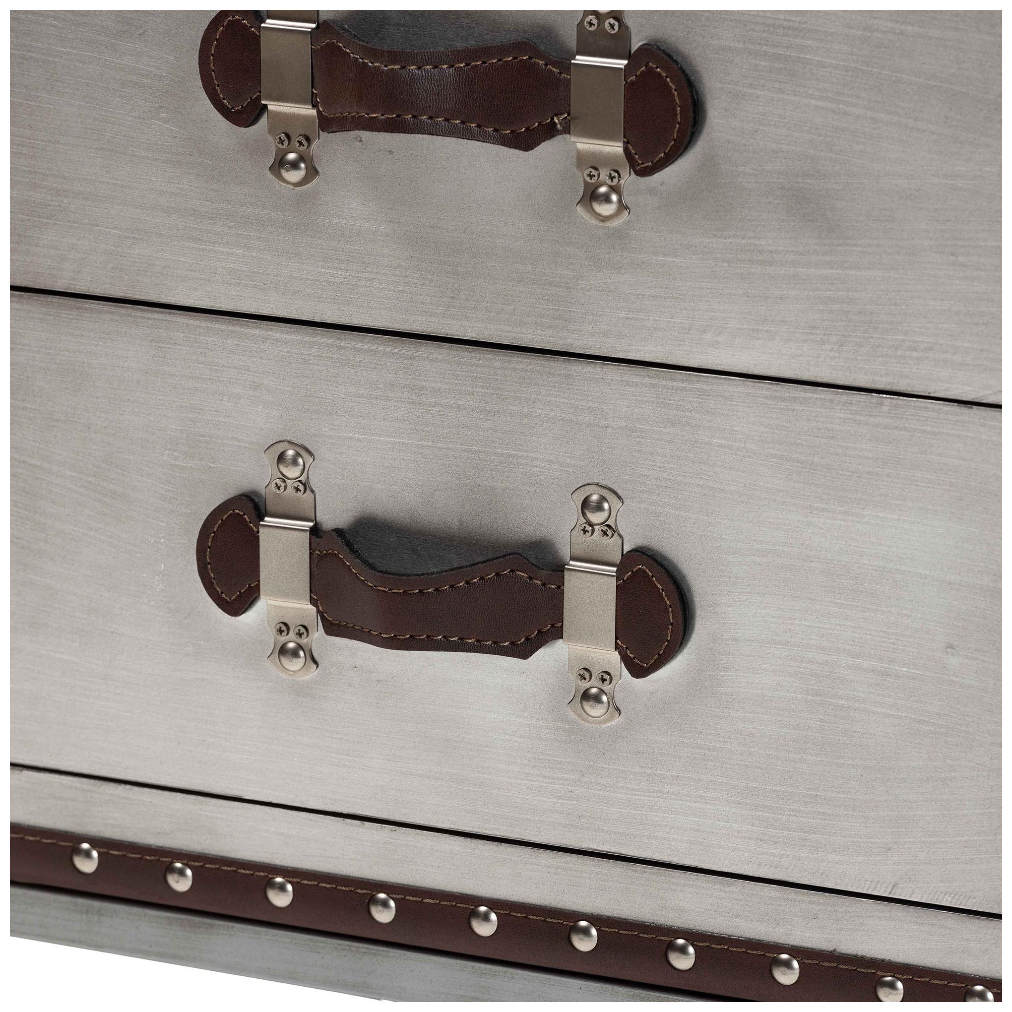 Image 7 Baxton Studio Jacey Vintage Silver Metal 2 Drawer End Table more views