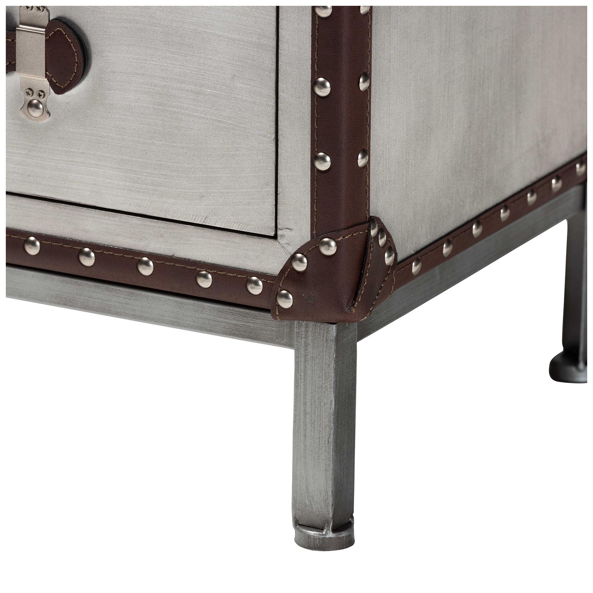 Baxton Studio Jacey Vintage Silver Metal 2 Drawer End Table