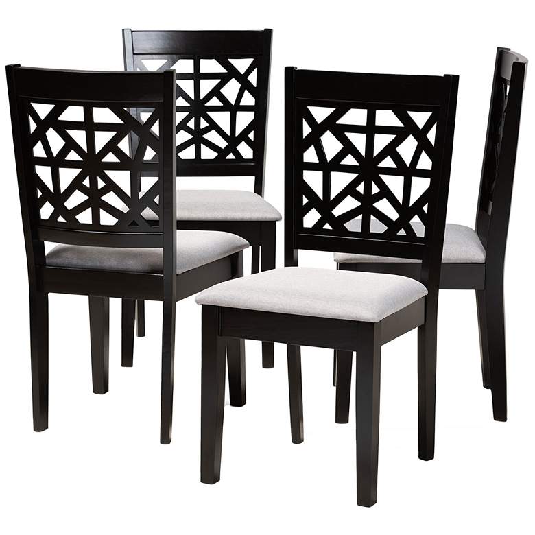 Image 1 Baxton Studio Jackson Grey Fabric Upholstered Wood 4-Piece Dining Chair Set