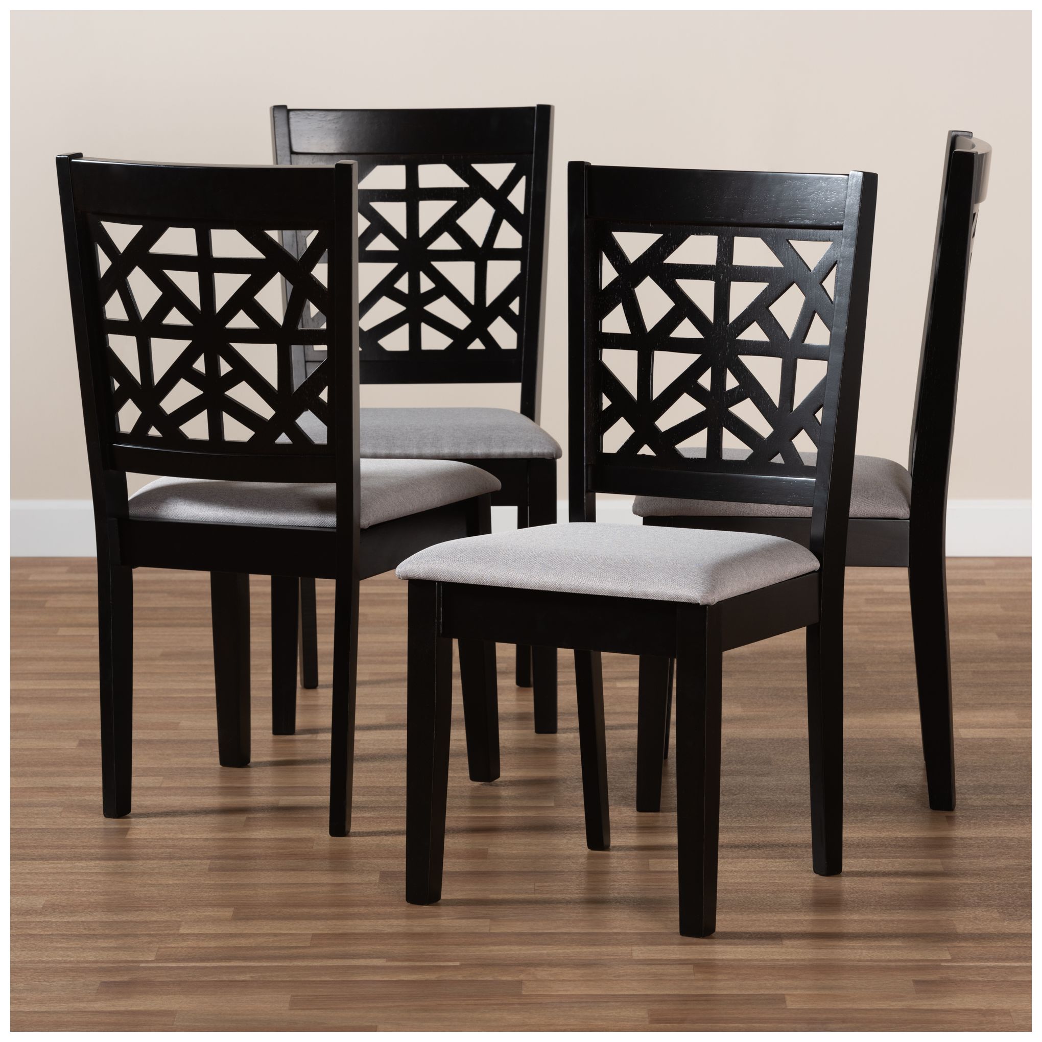 Image 7 Baxton Studio Jackson Grey Fabric Upholstered Wood 4-Piece Dining Chair Set more views