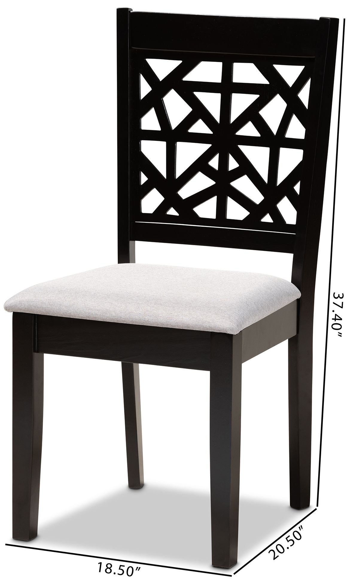 Baxton Studio Jackson Grey Fabric Upholstered Wood 4-Piece Dining Chair Set