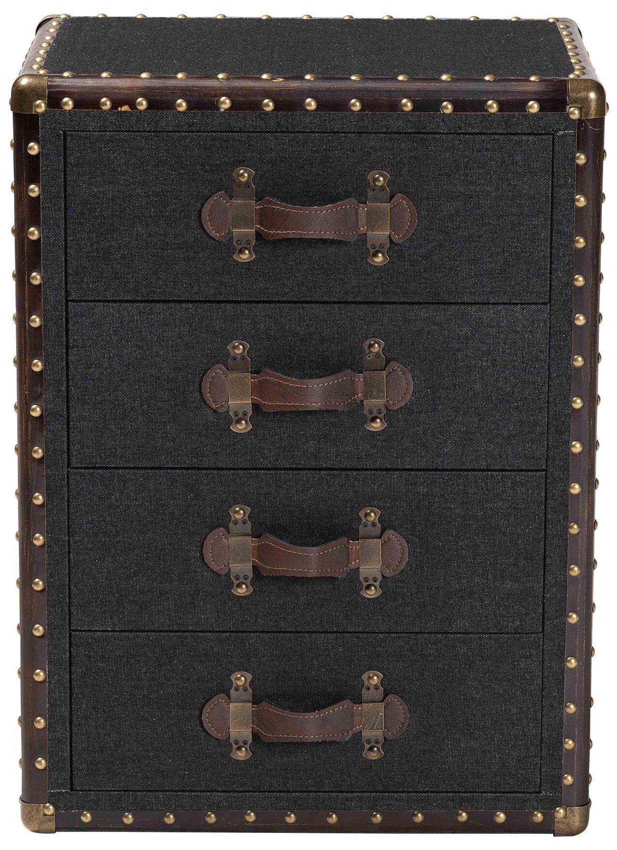 Image 4 Baxton Studio Jaelyn Vintage Black Canvas 4-Drawer End Table more views