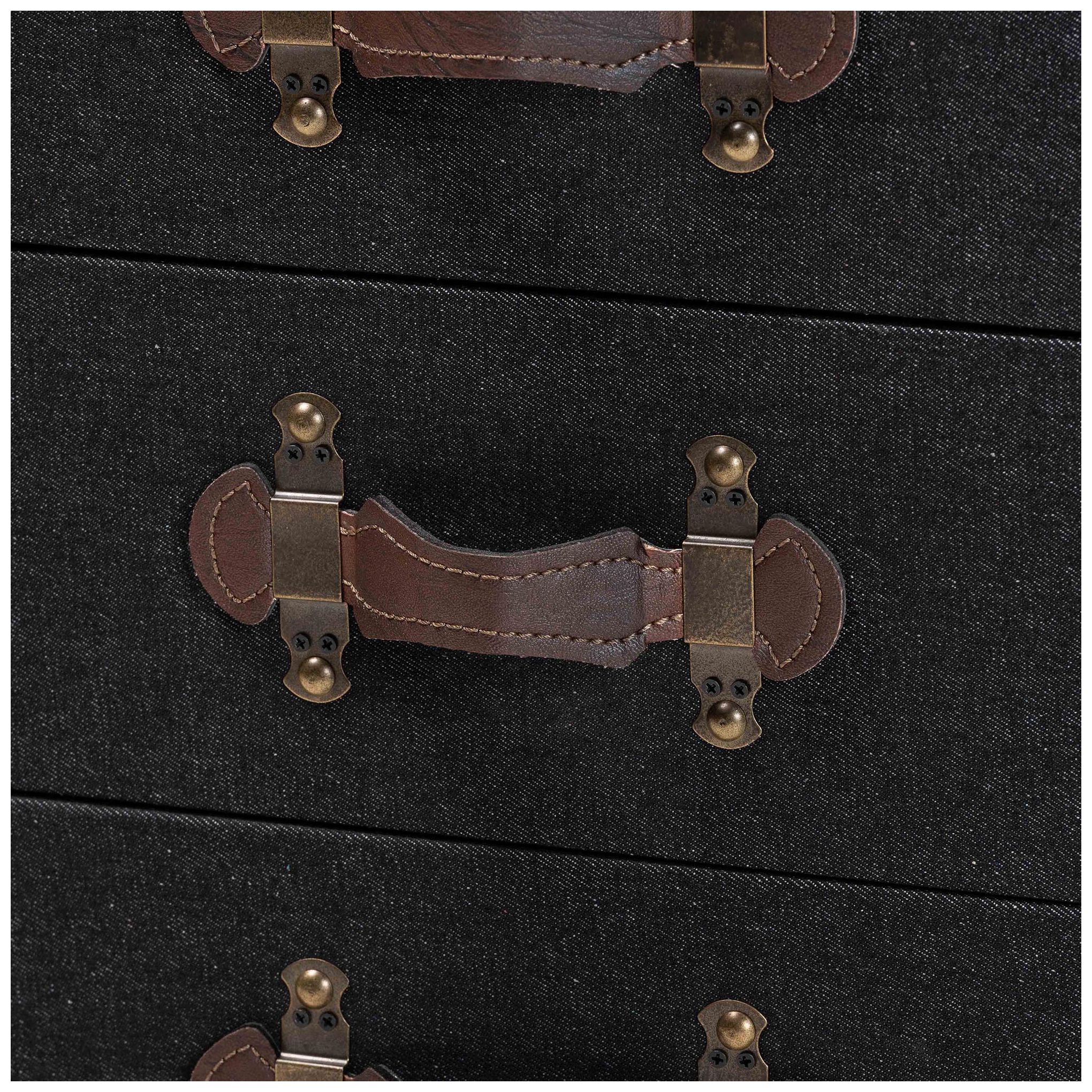 Image 7 Baxton Studio Jaelyn Vintage Black Canvas 4-Drawer End Table more views