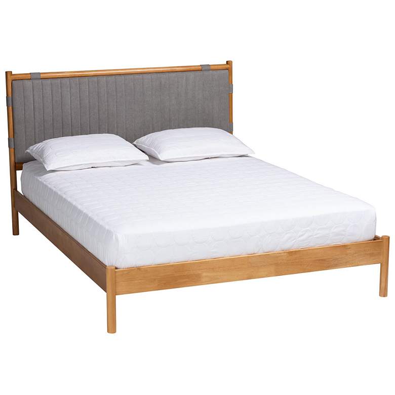 Image 2 Baxton Studio Jaiana Grey Fabric and Oak Brown Wood Queen Size Bed