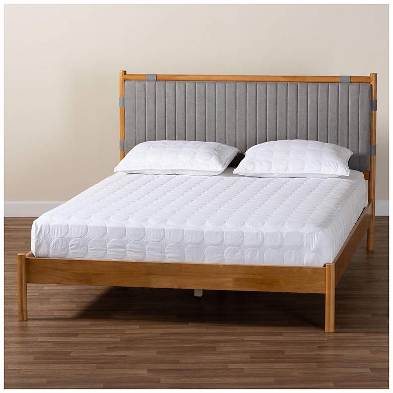 Image 1 Baxton Studio Jaiana Grey Fabric and Oak Brown Wood Queen Size Bed