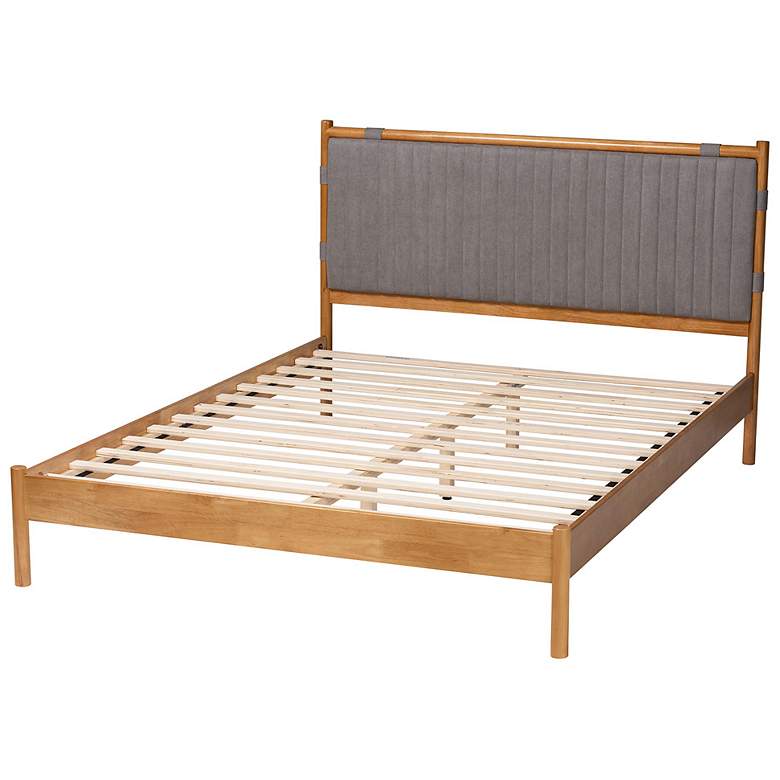 Image 5 Baxton Studio Jaiana Grey Fabric and Oak Brown Wood Queen Size Bed more views