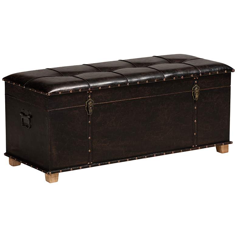 Image 1 Baxton Studio Janna Dark Brown Faux Leather Storage Ottoman