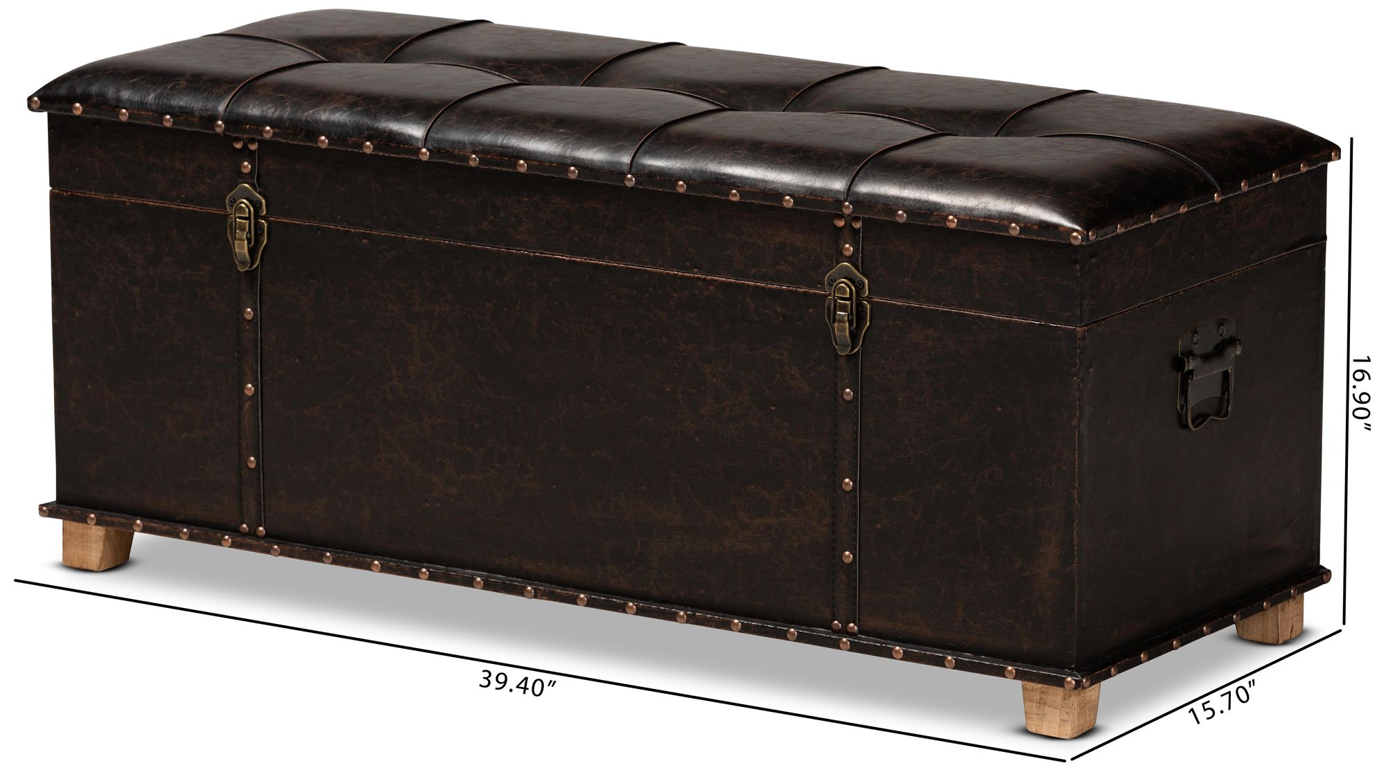 Baxton Studio Janna Dark Brown Faux Leather Storage Ottoman