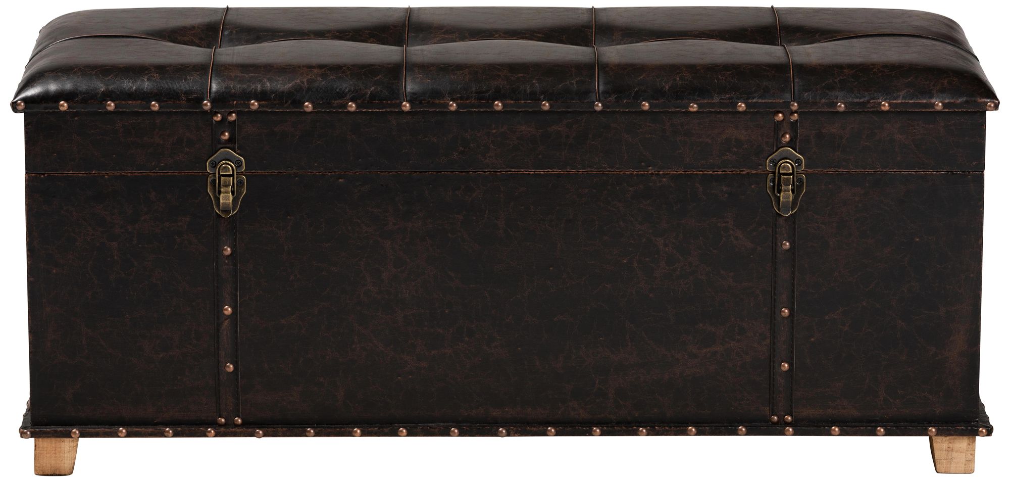 Baxton Studio Janna Dark Brown Faux Leather Storage Ottoman