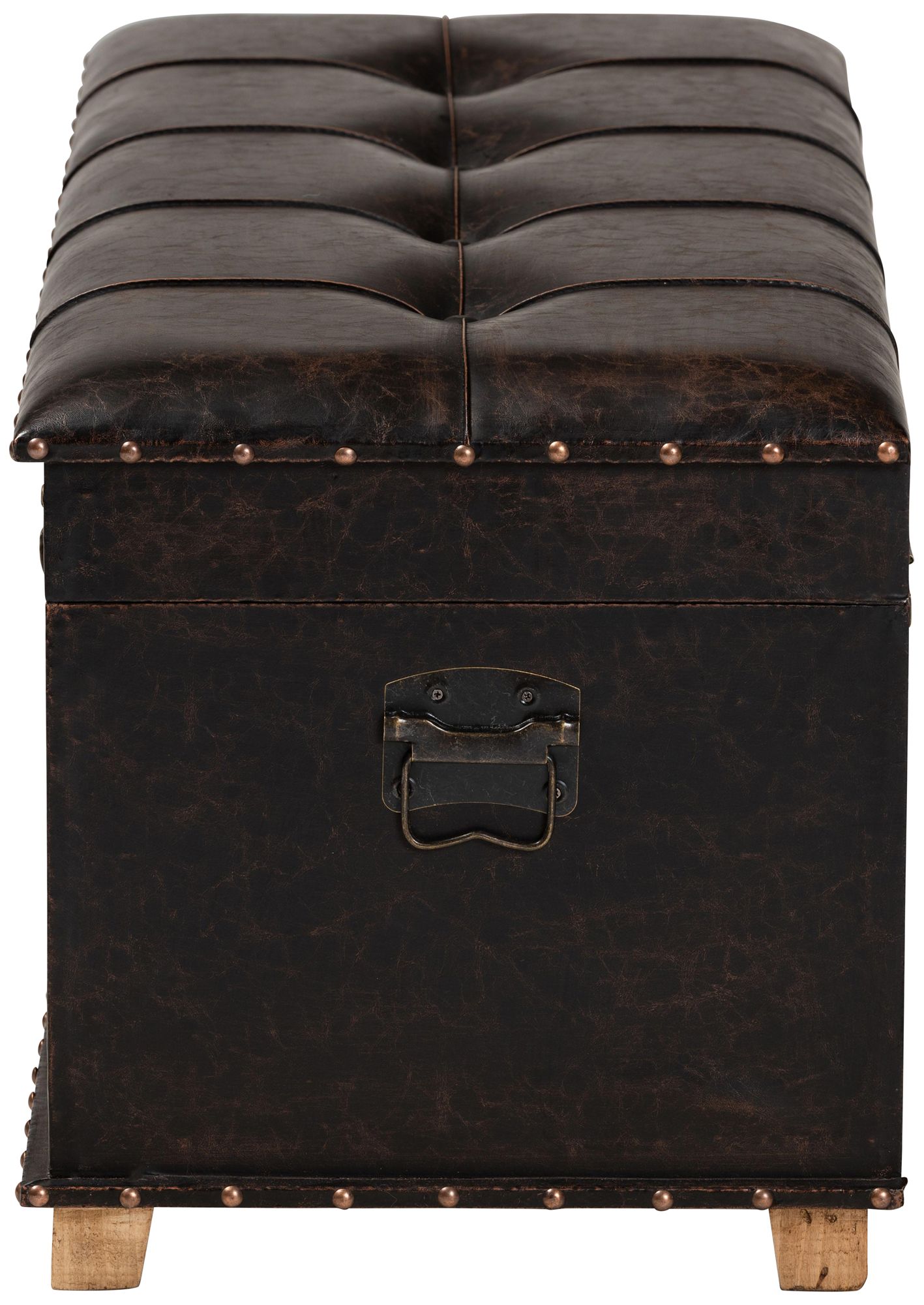 Baxton Studio Janna Dark Brown Faux Leather Storage Ottoman