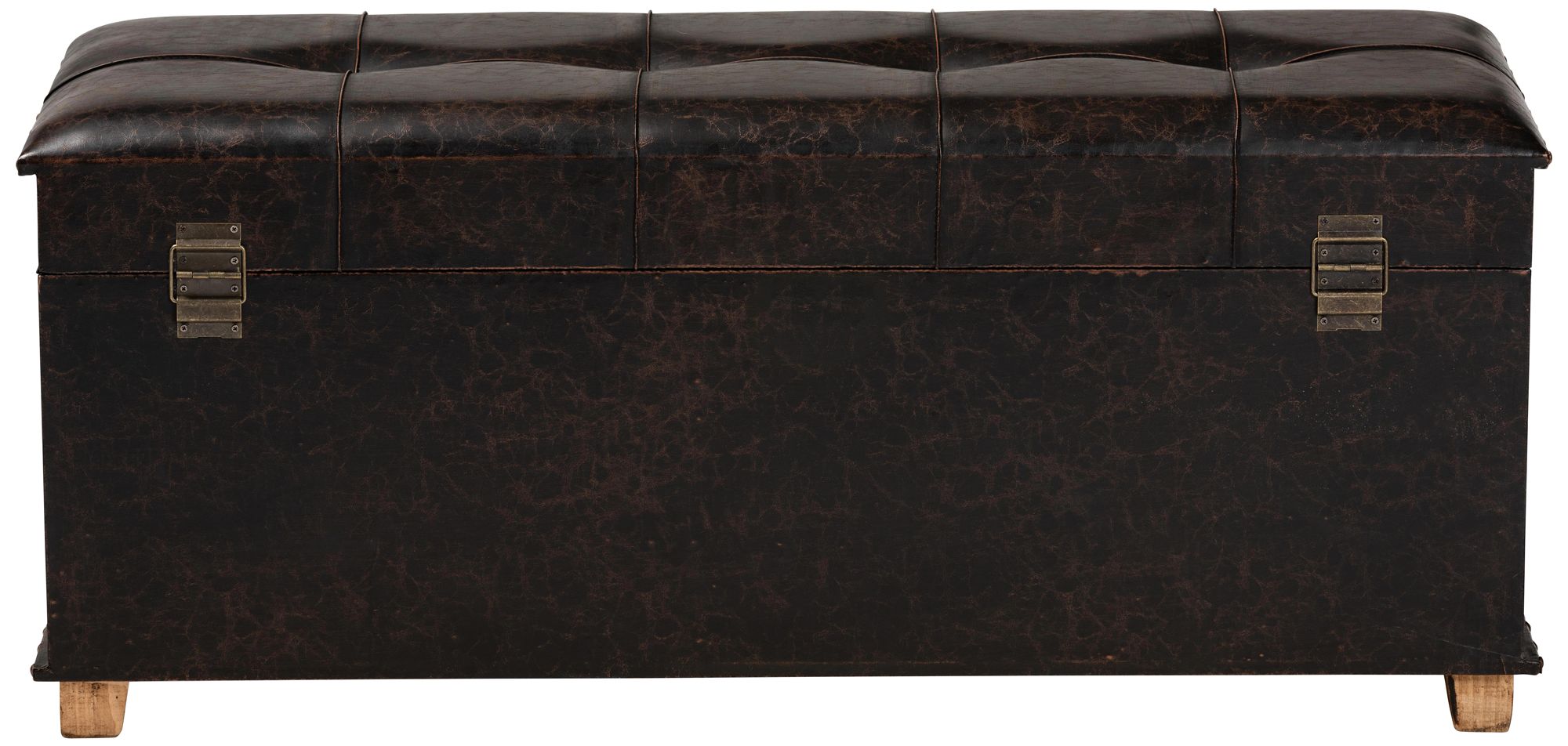 Baxton Studio Janna Dark Brown Faux Leather Storage Ottoman