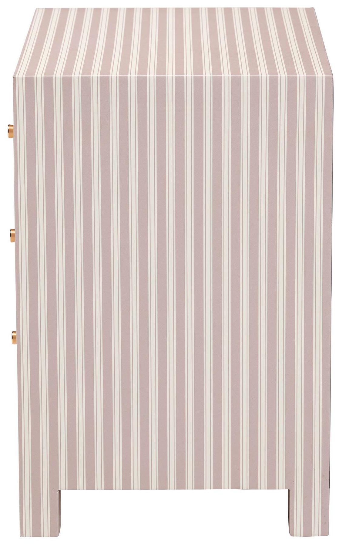 Image 5 Baxton Studio Javianne End Table with Striped Faux Leather - 3 Drawer more views