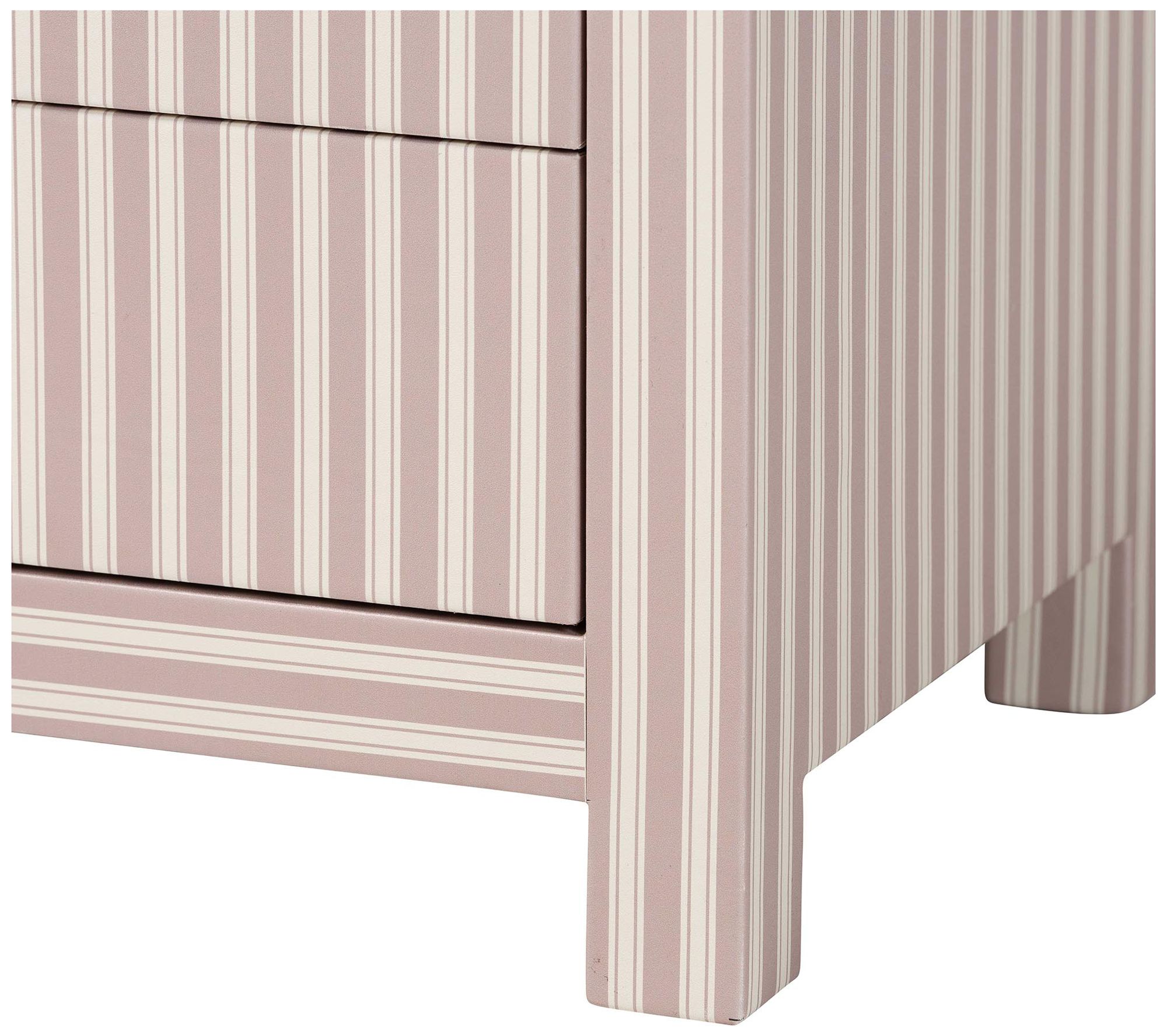 Baxton Studio Javianne End Table with Striped Faux Leather - 3 Drawer
