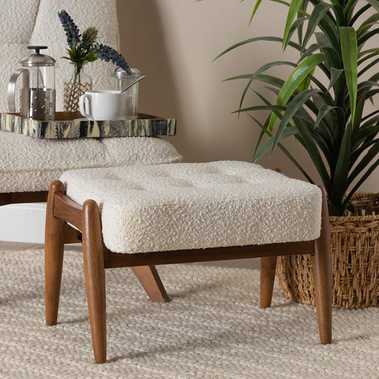 Image 1 Baxton Studio Jeanine Cream Tufted Fabric Ottoman Footstool
