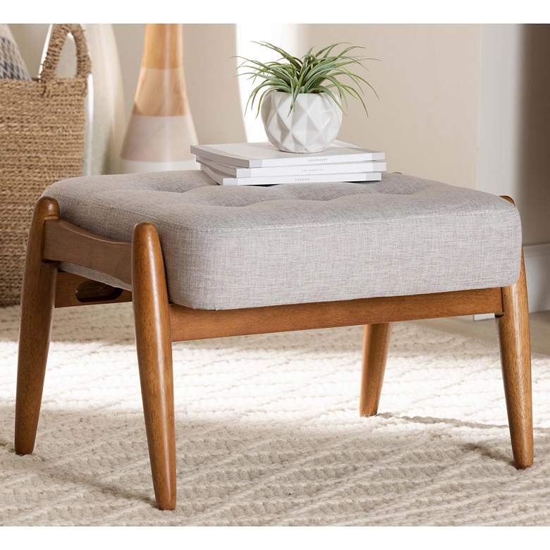 Image 1 Baxton Studio Jeanine Greyish Beige Ottoman Footstool