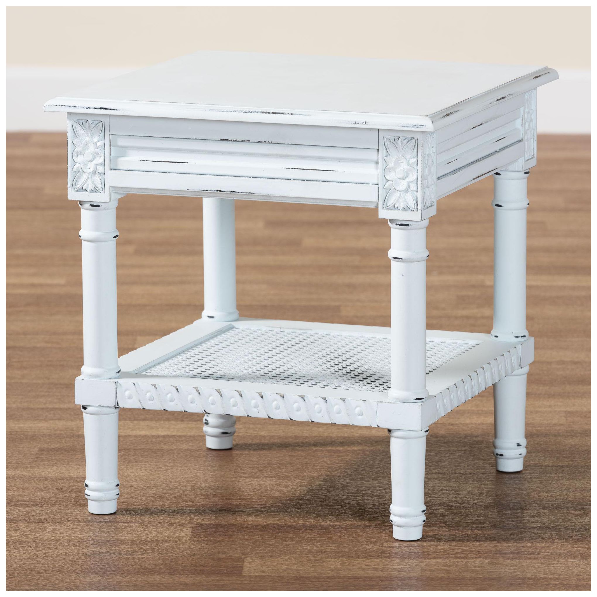 Baxton Studio Jeanne Vintage Traditional White Wood End Table