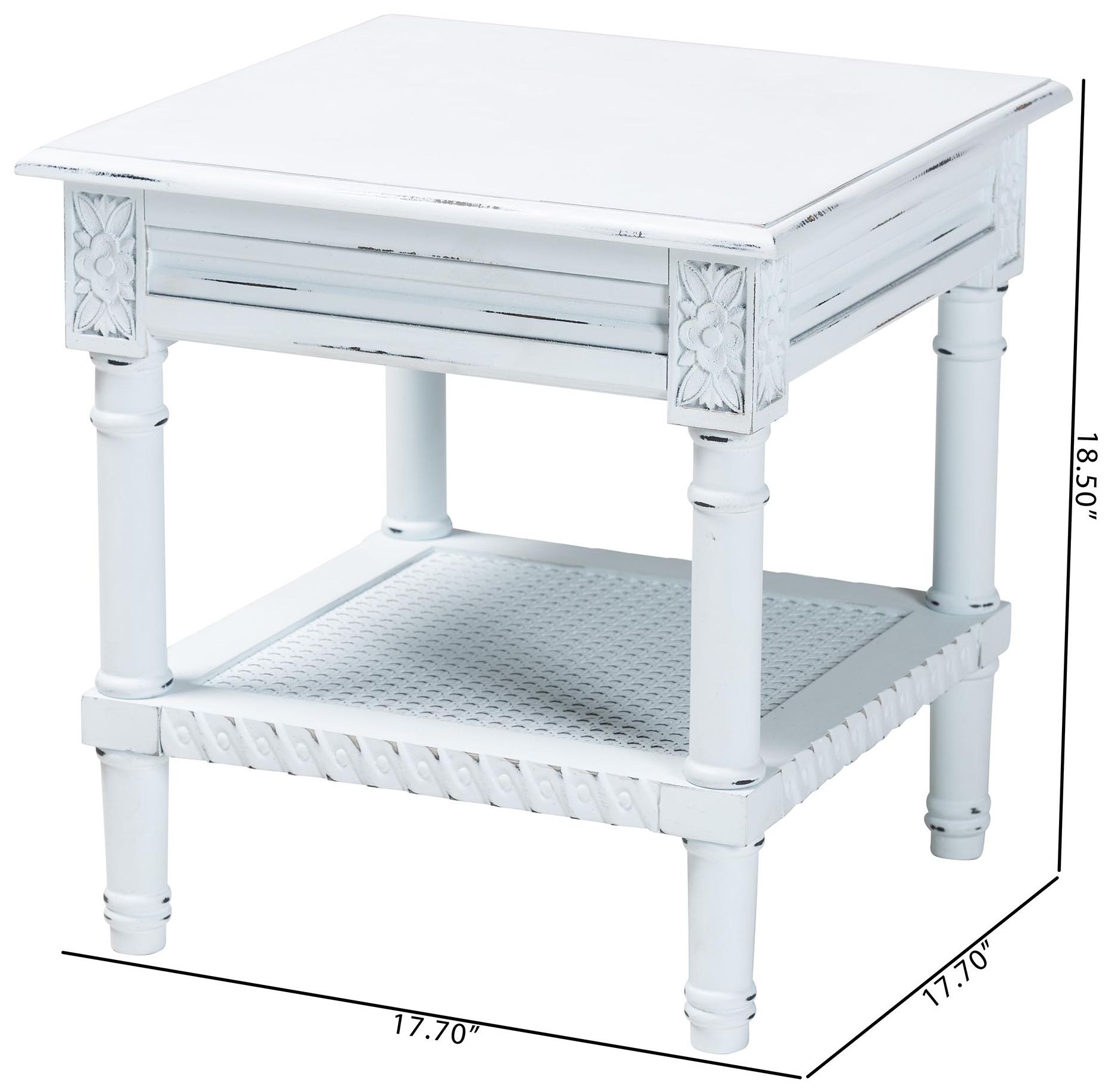 Baxton Studio Jeanne Vintage Traditional White Wood End Table
