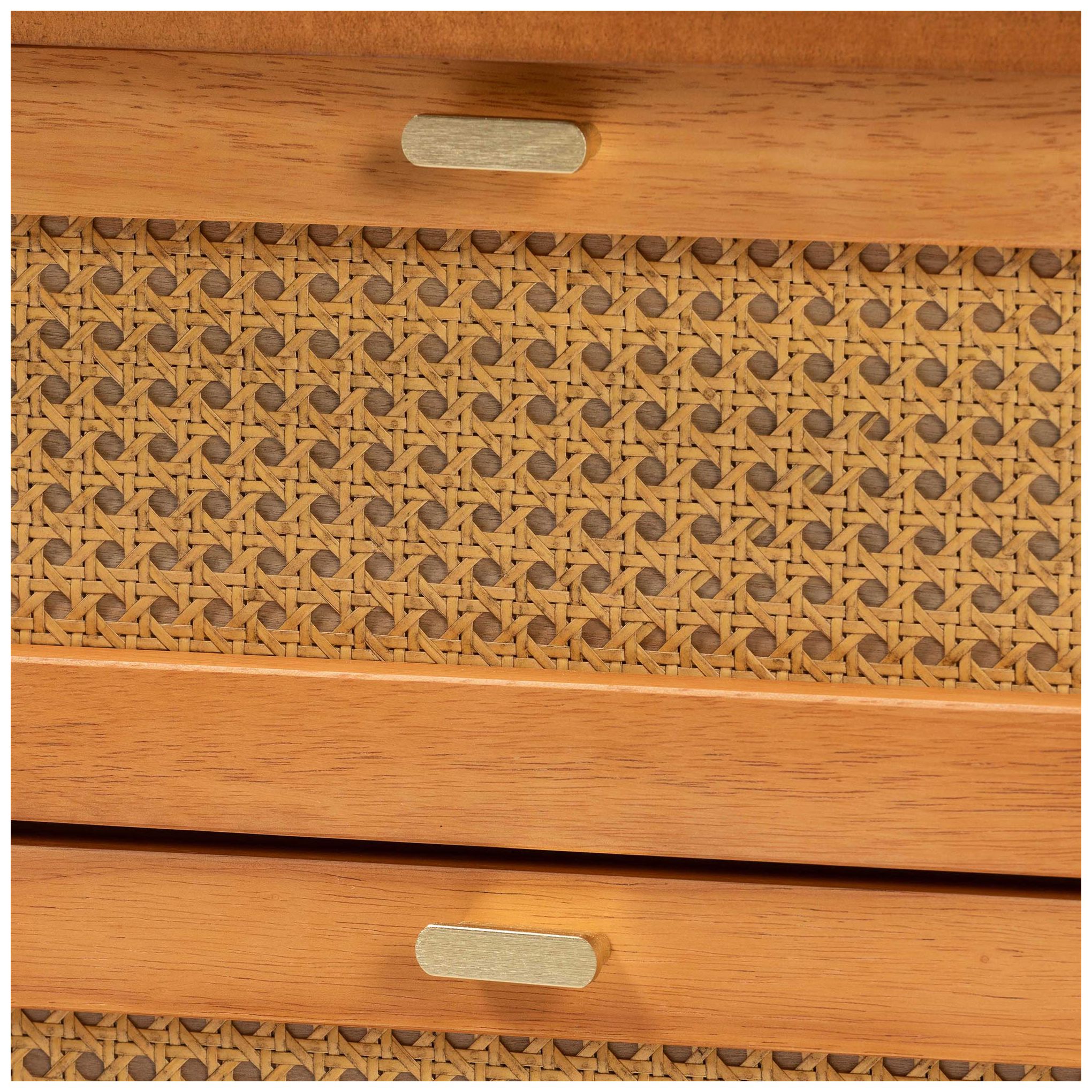 Image 6 Baxton Studio Jenn Golden Brown Wood 2-Drawer Nightstand with Rattan more views