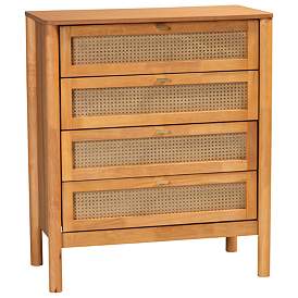 Image1 of Baxton Studio Jenn Golden Brown Wood 4-Drawer Chest with Rattan