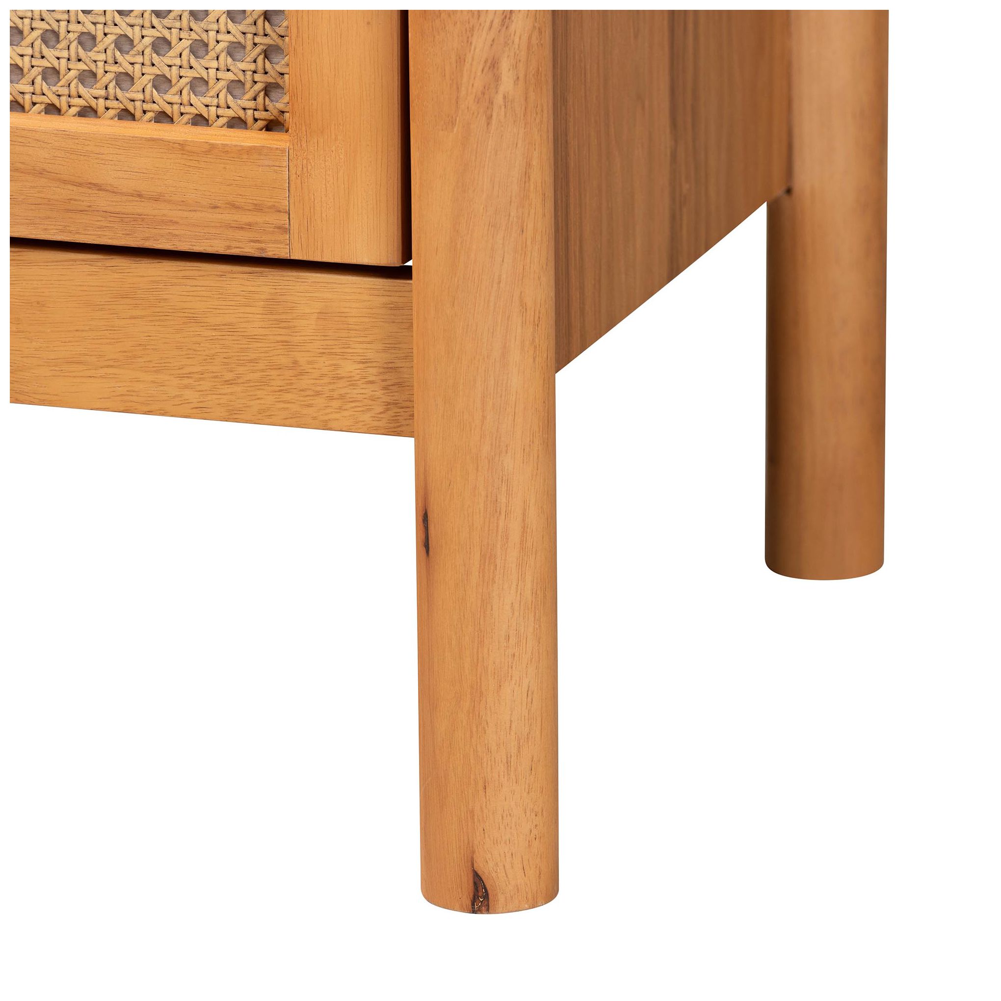 Baxton Studio Jenn Golden Brown Wood 4-Drawer Chest with Rattan