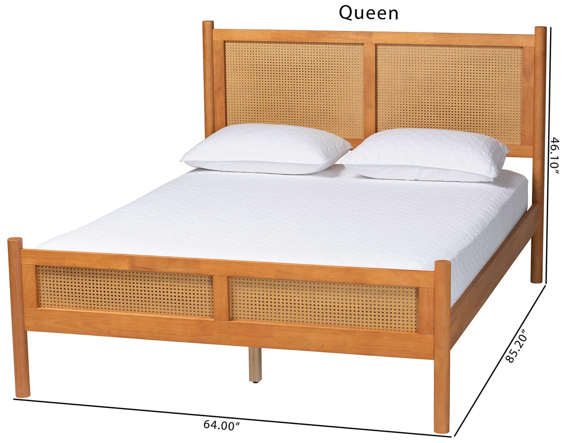 Baxton Studio Jenn Golden Brown Wood Queen Size Platform Bed