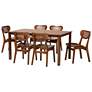 1_Baxton Studio Jeriah Mid Century Wood and Woven Rattan 7-Piece Dining Set