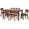 Baxton Studio Jeriah Mid Century Wood and Woven Rattan 7-Piece Dining Set