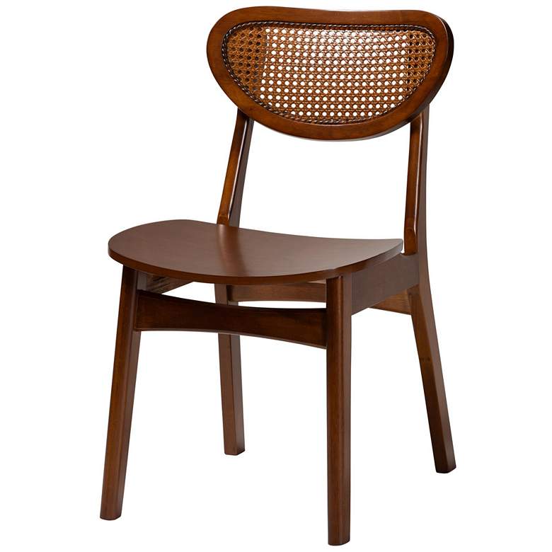 Image 3 Baxton Studio Jeriah Mid Century Wood and Woven Rattan 7-Piece Dining Set more views